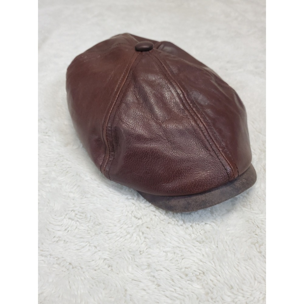 Jaxon Classic Brown Leather Newsboy Flat Ivy Driving Cap Hat Medium Retro Boho